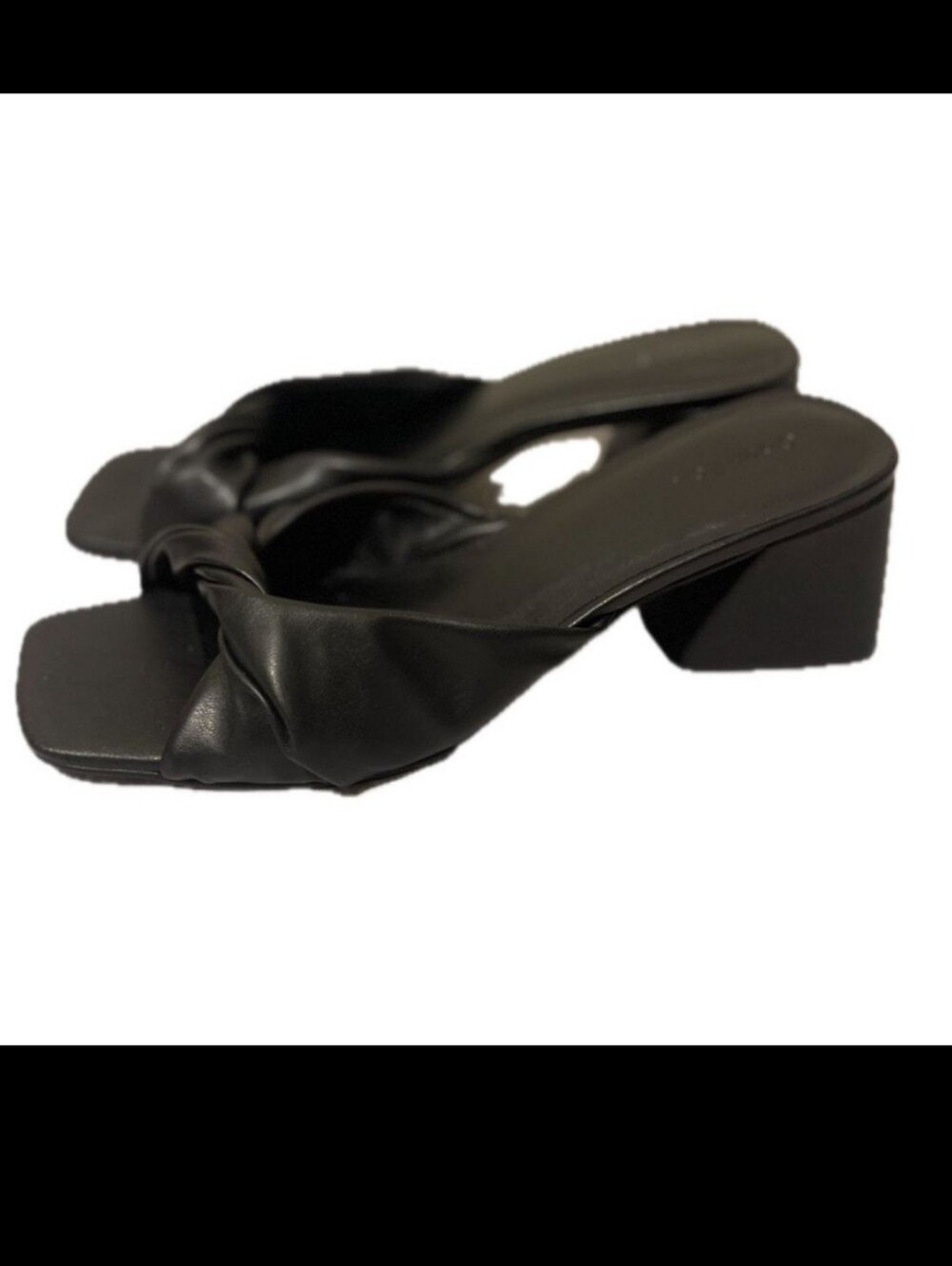 Open Edit Cora Twisted Block Heel Slide Sandal - Black (Size 8)
